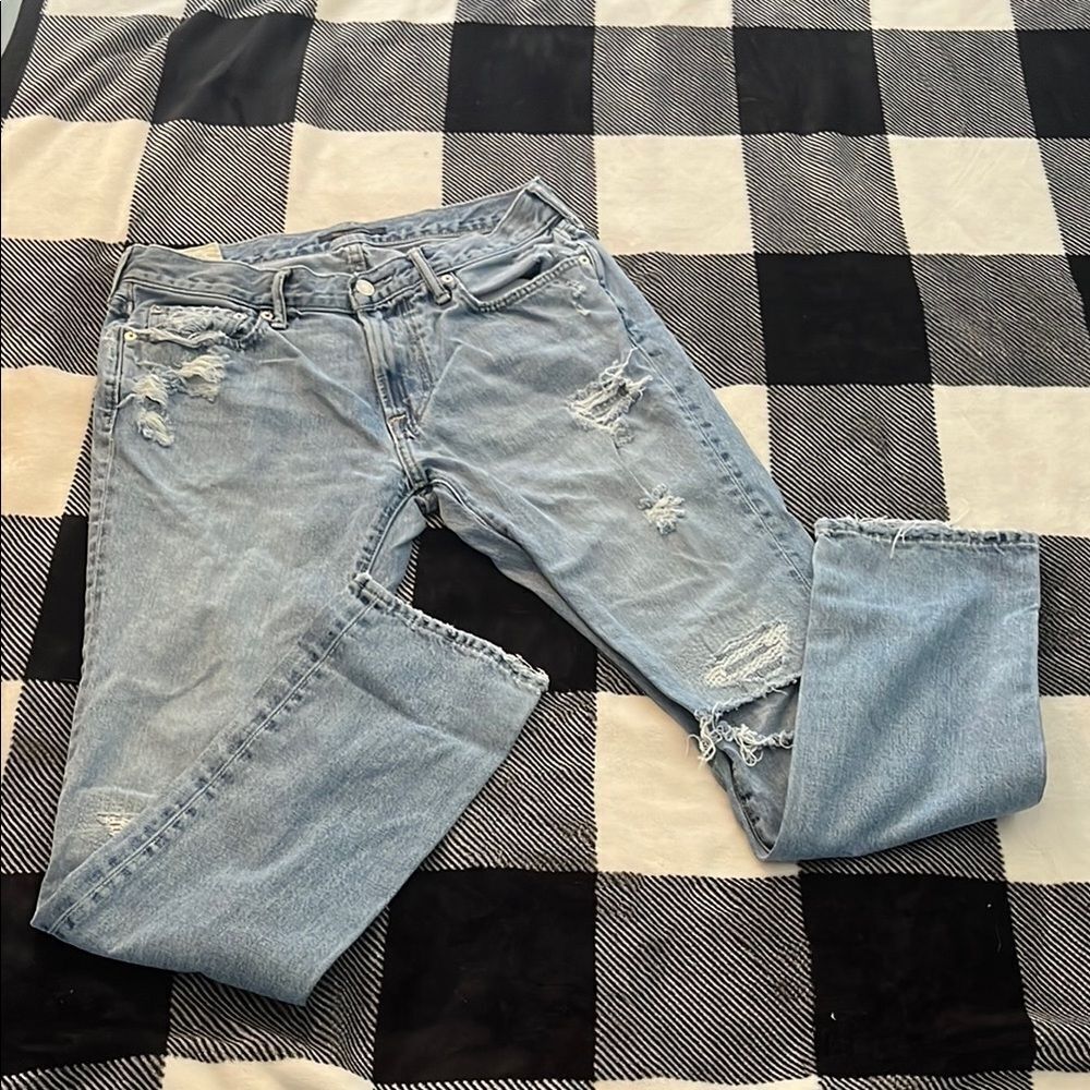 Abercrombie & Fitch Light Blue Distressed Jeans